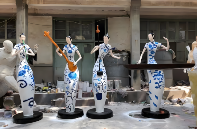 園林?jǐn)[件玻璃鋼抽象音樂人物雕塑