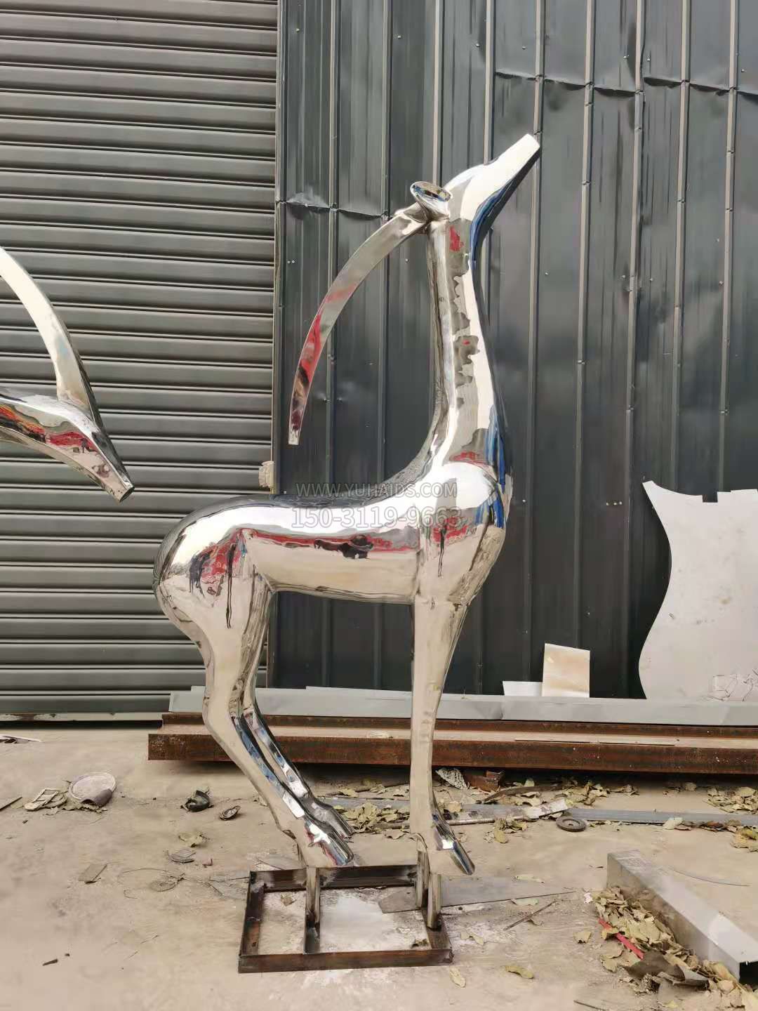 C款，站姿昂頭不銹鋼鹿，靜態(tài)